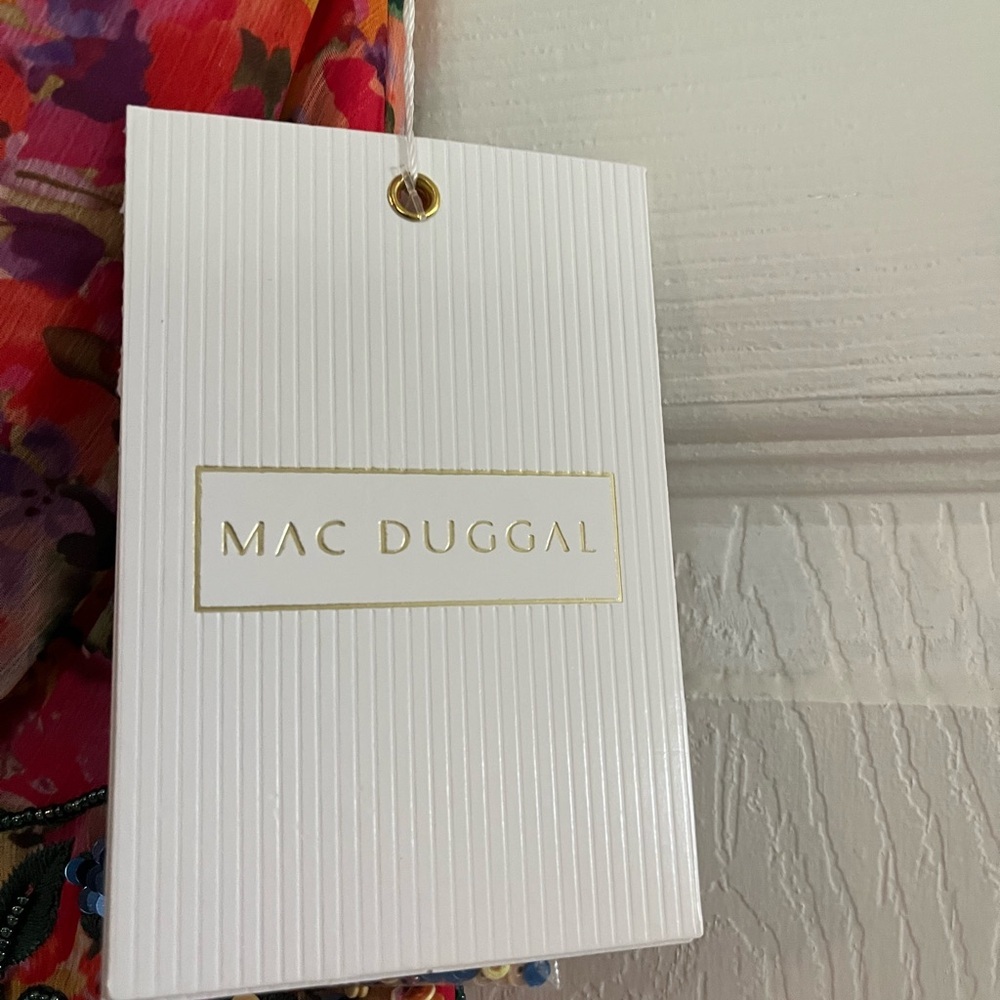 Mac Duggal NWT #9157 Pink Floral One Shoulder Gown with Flutter Sleeve s… - Picture 11 of 12